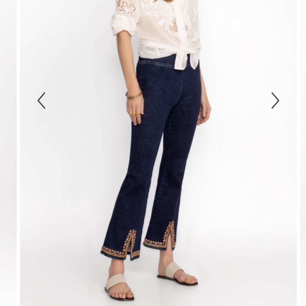 Johnny Was Katie Pull On Embroidered Kick Flare Jeans